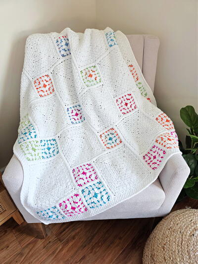 Scattered Pixels Block Stitch Crochet Blanket