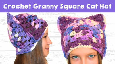 Crochet Granny Square Cat Hat