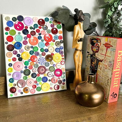 DIY Colorful Button Canvas