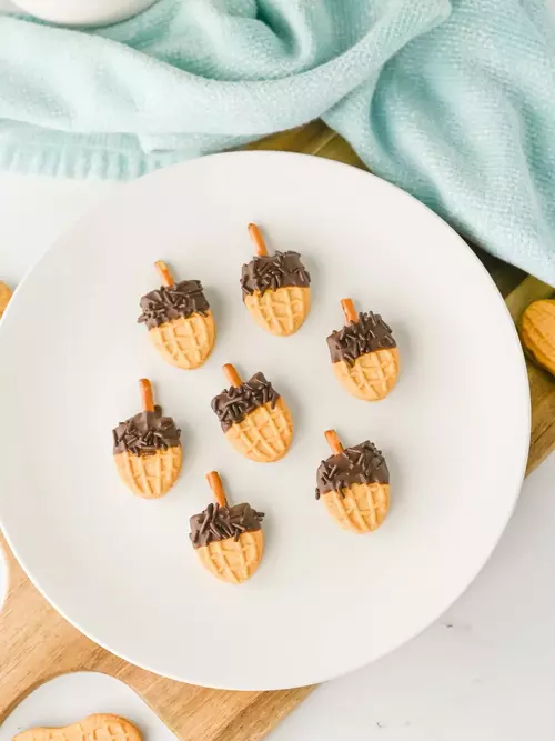 Chocolate Dipped Nutter Butter Acorn Cookies