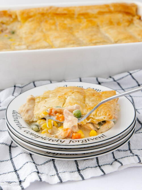 Easy Chicken Pot Pie Casserole With Golden Puff Pastry