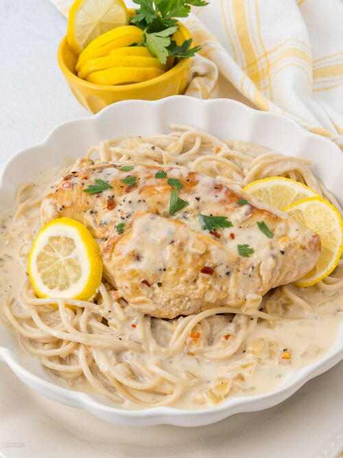 Lemon Chicken With Garlic Cream Sauce