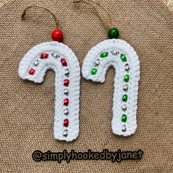 Beaded Candy Cane Ornament