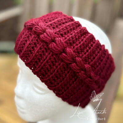 Crochet Ear Warmer Ribbed Double Puff
