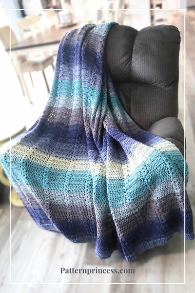 Double Crochet Puff Stitch Heart Crochet Blanket, Easy Repeat