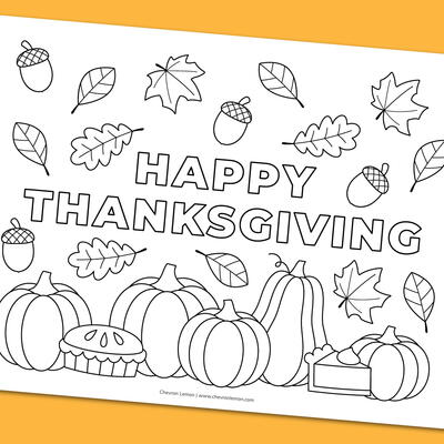 Printable Happy Thanksgiving Coloring Page