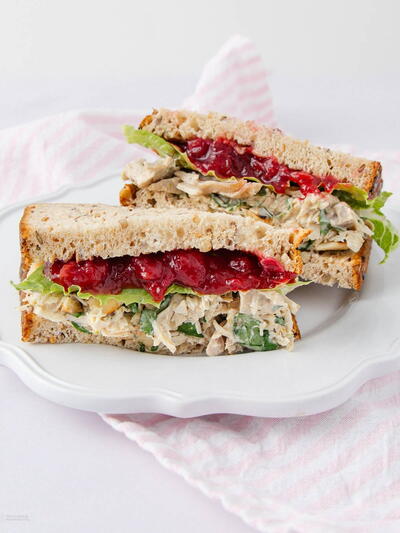 Turkey Salad Sandwich With Cashews And Cranberry