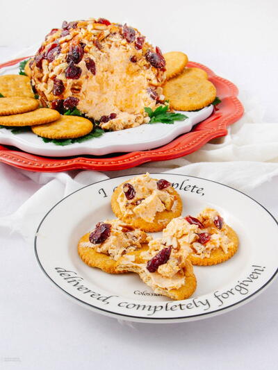 Creamy Cheese Ball With Cranberries And Pecans Party Appetizer