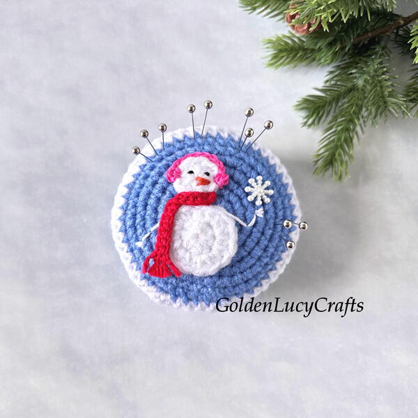 Crochet Snowman Pincushion
