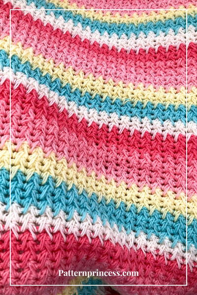 Bright Pastel Textured Crochet Throw Blanket 