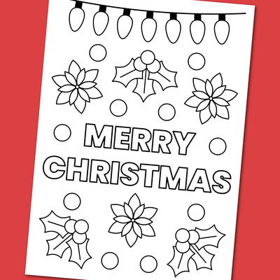 Printable Merry Christmas Coloring Card