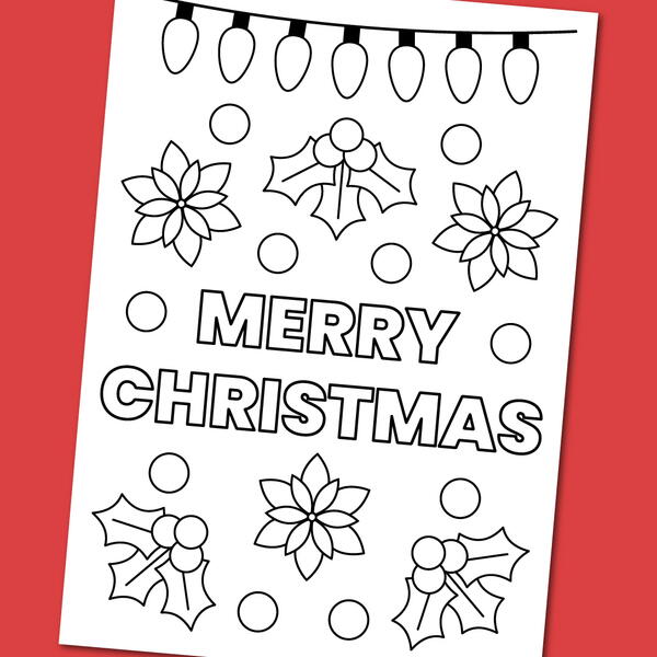 Printable Merry Christmas Coloring Card