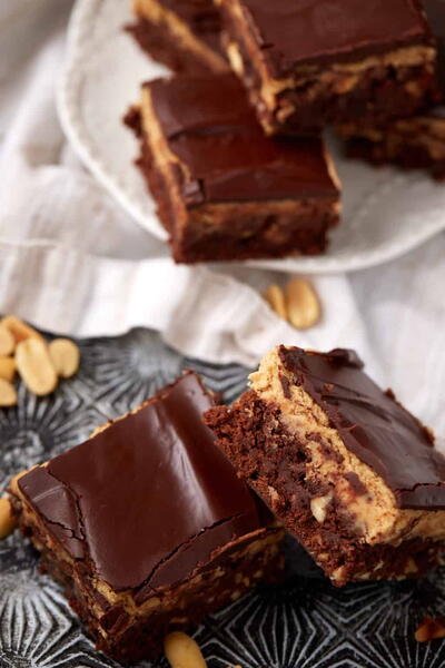Chocolate Peanut Butter Brownies With Three Layers (fudgy And From Scratch)