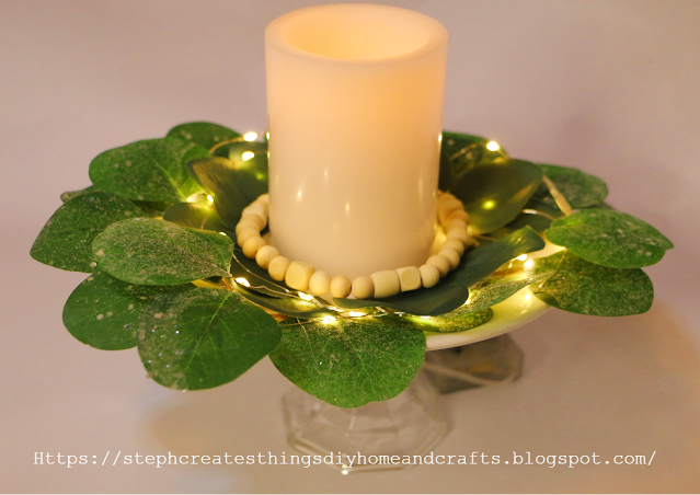 Simple Diy Candleholder Leaf Centerpiece With Mini Lights.