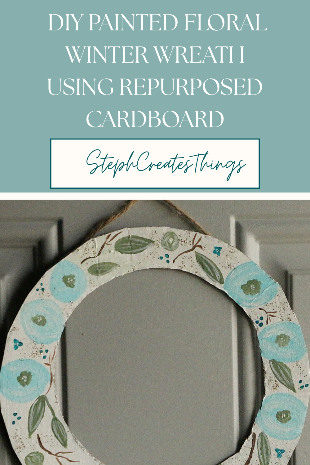 Diy Painted Floral Winter Wreath Using Repurposed Cardboard ...