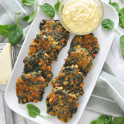 “better Than Spinach Dip” Crispy Spinach And Cheese Fritters