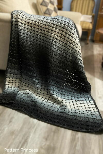 Midnight Moonlight Block Stitch Gradient Crochet Blanket