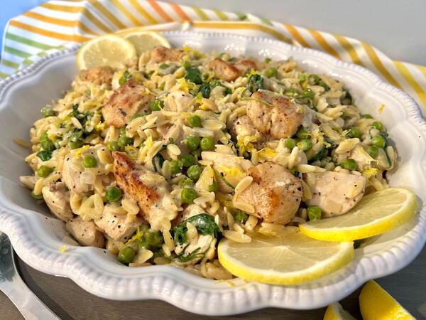 Lemon Chicken Orzo Skillet Dinner