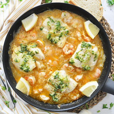 Spanish Cod And Shrimp Skillet | Packed With Flavors & Easy To Make