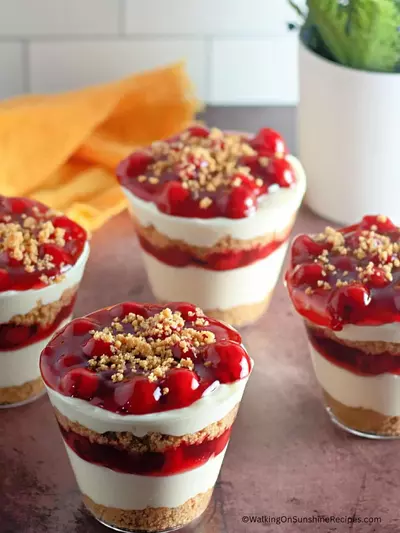Cheesecake Parfait With Cherry Pie Filling