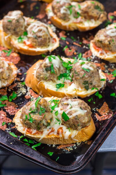 Open Faced Meatball Sandwiches