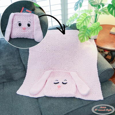 Reversible Bunny Blanket Pillow
