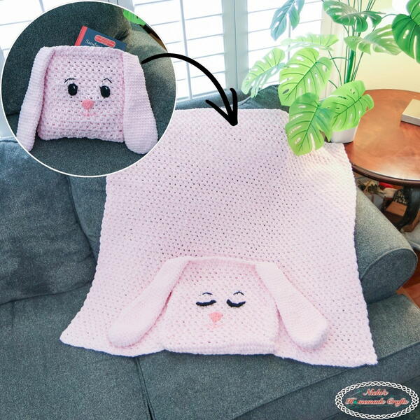 Reversible Bunny Blanket Pillow