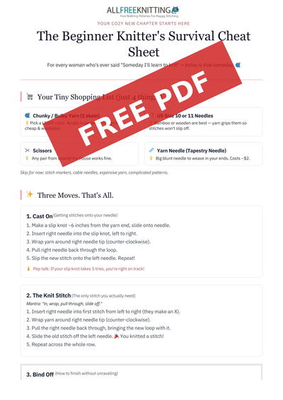 Beginner Knitters Survivor Cheat Sheet