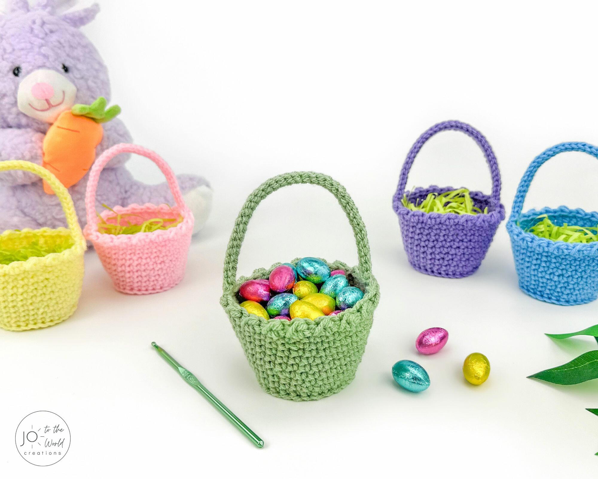 Mini Easter Baskets Crochet Pattern | AllFreeCrochet.com