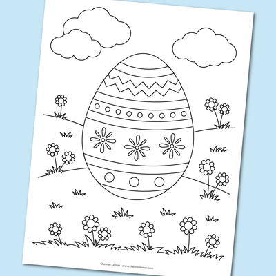 Printable Egg On The Grass Coloring Page