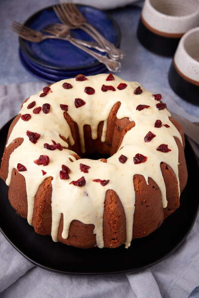 Buttery Cranberry Orange Bundt Cake With Dried Cranberries