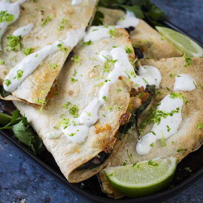 5 Ingredient Black Bean Spinach Quesadillas