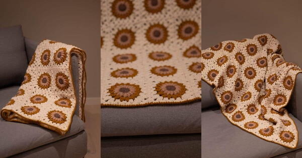 Crochet Sunburst Granny Square Blanket