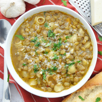 One-pot Lentil Pasta Soup | Heart-healthy 40 Minute Recipe