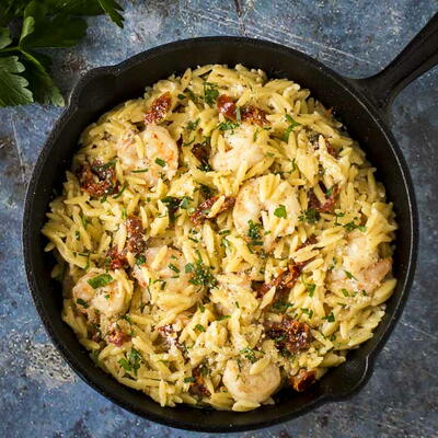 One Pot Creamy Sun-dried Tomato Shrimp And Orzo