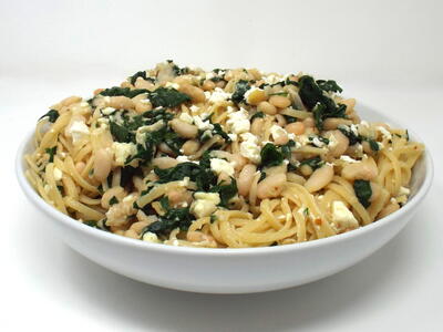 Lemony Linguine With White Beans And Spinach