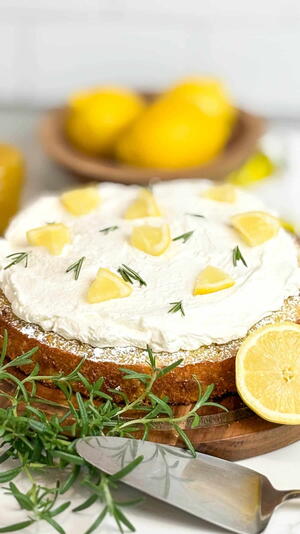 Lemon Rosemary Olive Oil Cake With Lemon Curd Whipped Cream