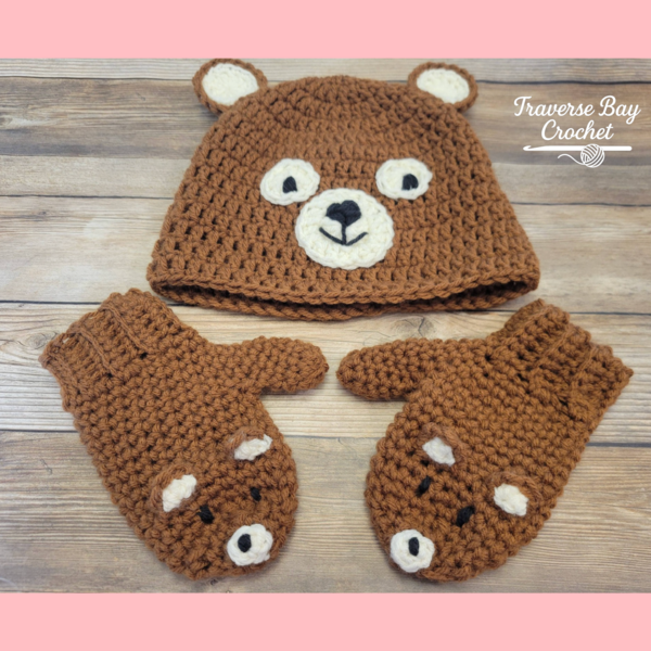 Bear Hat Mitten Set