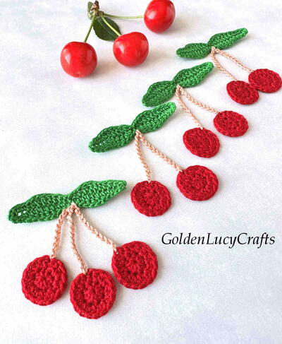 Crochet Cherry Applique