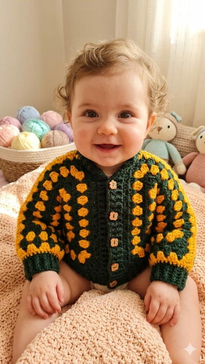 The Cutest 1-hour Crochet Baby Cardigan