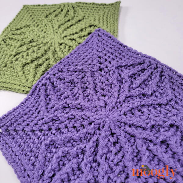 Forked Cable Square - 8 Inch Crochet Block