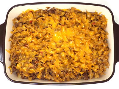 Ground Beef And Cheesy Noodle Casserole
