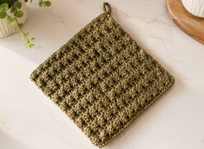 Easy Textured Farmhouse Crochet Trivet Pattern 
