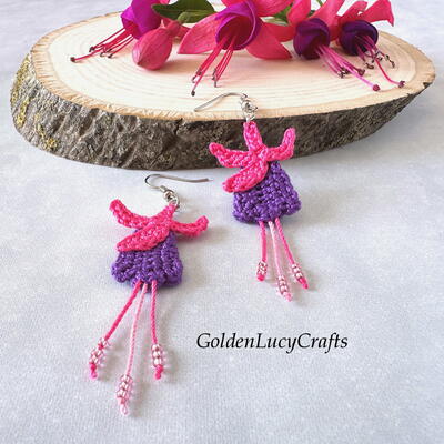 Crochet Fuchsia Earrings