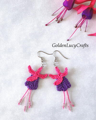 Crochet Fuchsia Earrings