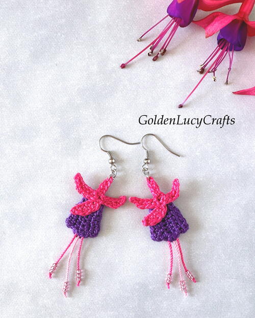 Crochet Fuchsia Earrings