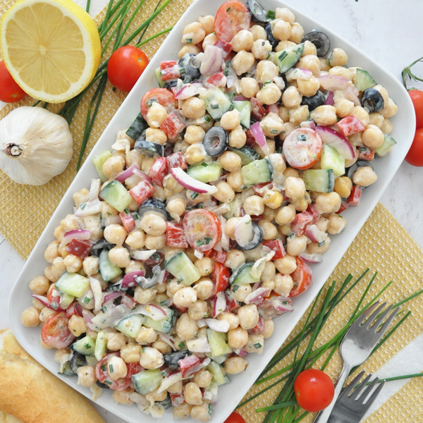 Creamy Mediterranean Chickpea Salad | Healthy 10 Minute Recipe