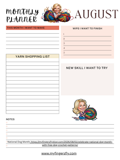 August Crochet Planner
