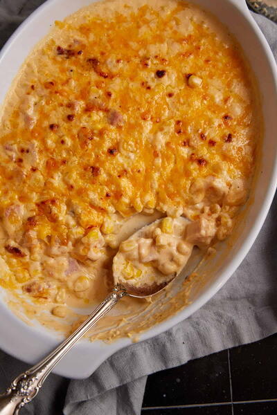 15-minute Corn Casserole With Cream Cheese And Ham.