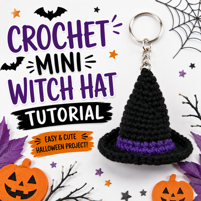 Crochet Mini Witch Hat Keychain